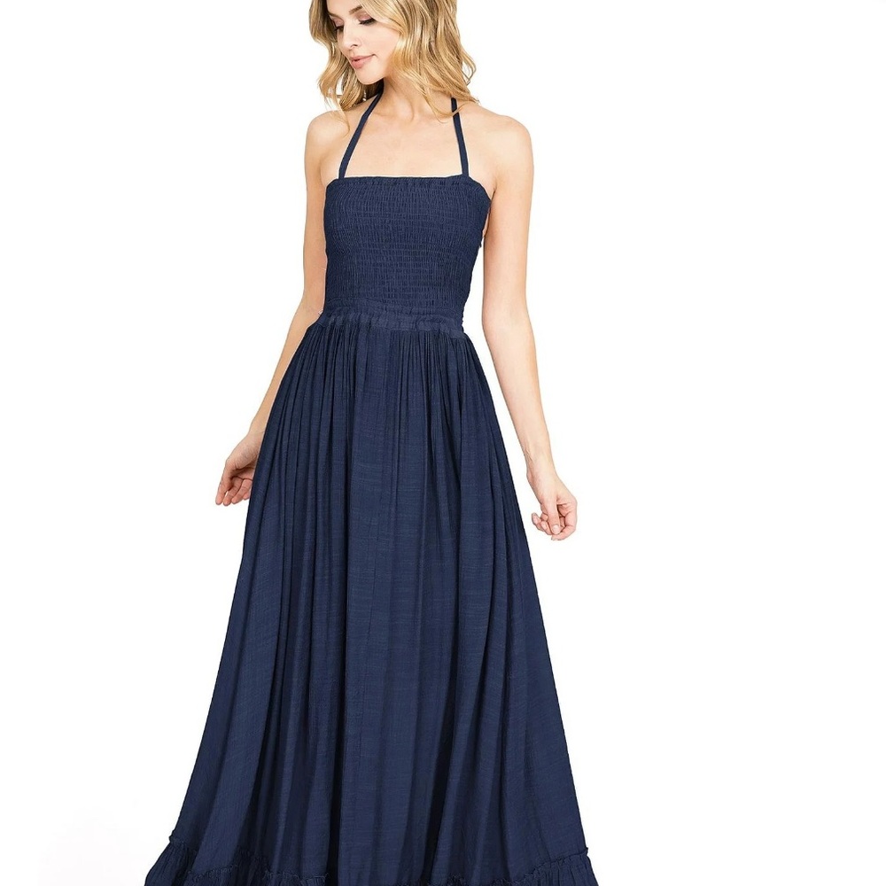 Chic Navy Halter Maxi Dress